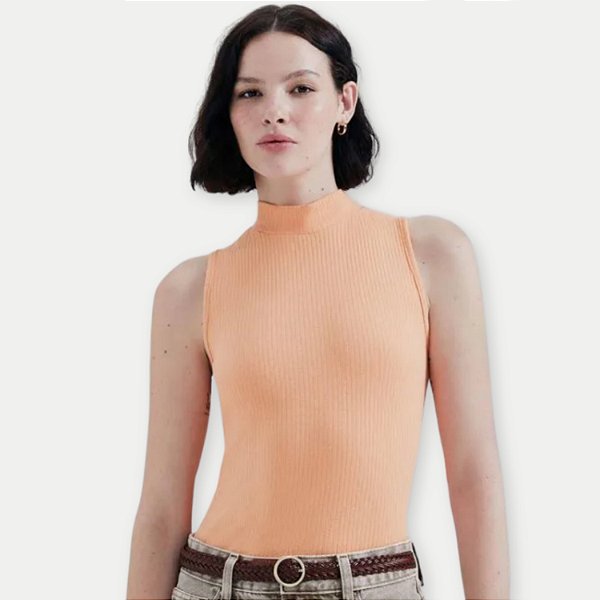 BLUSA HERING REGATA MALHA GOLA ALTA LARANJA FEMININA ADULTO