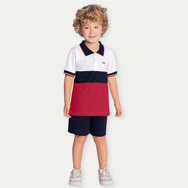 CONJ. VERÃO ALAKAZOO BERMUDA E POLO MC MALHA MASCULINO INFANTIL
