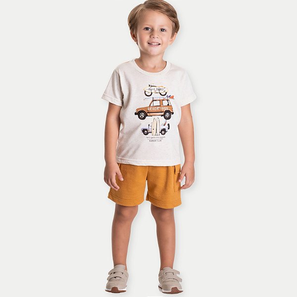 CONJ. VERÃO RANDA MUNDU BERMUDA MOLETOM E CAMISETA MC MASCULINO INFANTIL