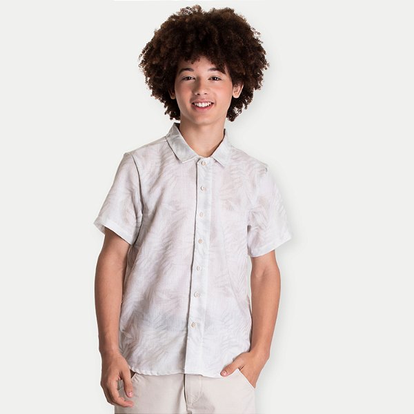 CAMISA RANDA MUNDU MC COMFORT ESTAMPADA BEGE MASCULINA INFANTIL