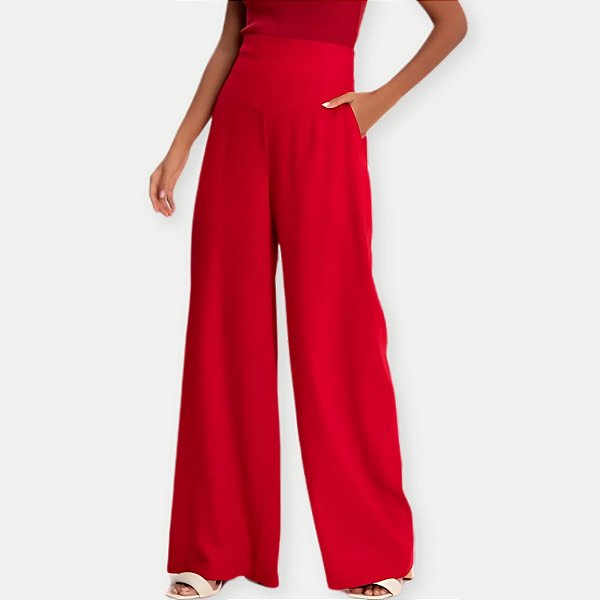 CALÇA LUNENDER LINHO PANTALONA VERMELHA FEMININA ADULTO