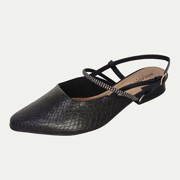 SAPATO PICCADILLY SALTO BAIXO CHANEL PRETO FEMININO