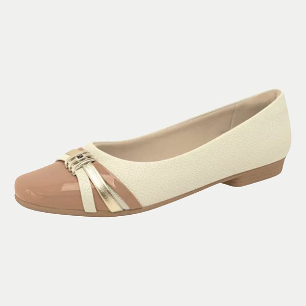 SAPATILHA PICCADILLY BICO REDONDO OFF WHITE FEMININA ADULTO