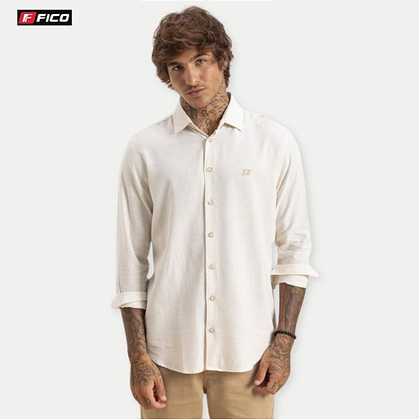 CAMISA FICO ML SLIM LINHO OFF WHITE MASCULINO ADULTO
