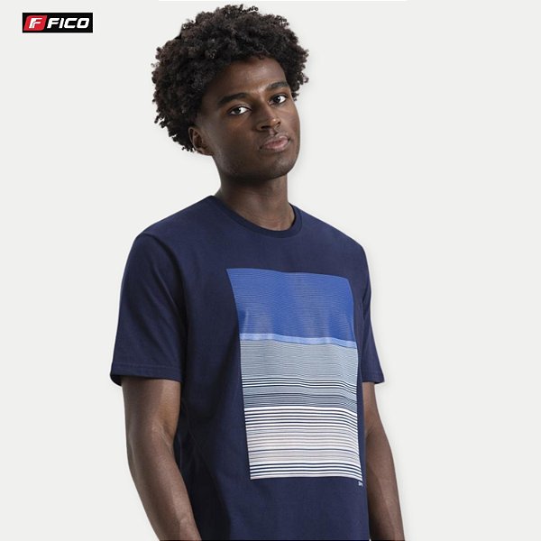 CAMISETA FICO MC COMFORT ALGODÃO AZUL MARINHO SILKADA MASCULINA ADULTO