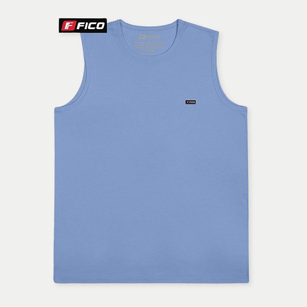 CAMISETA FICO REGATA ALGODÃO LISA AZUL MASCULINO ADULTO