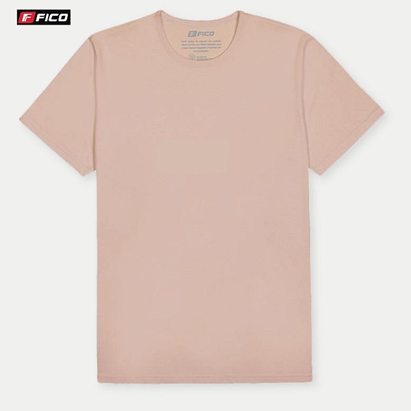 CAMISETA FICO MC COMFORT ALGODAO ROSA LISA GOLA REDONDA MASCULINA ADULTO