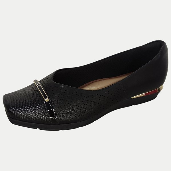 SAPATO PICCADILLY ANABELA BAIXO MAXI PRETO FEMININO ADULTO
