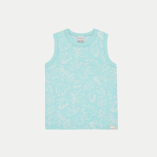CAMISETA ALAKAZOO REGATA MALHA ESTAMPADA AZUL PASTEL MASCULINA INFANTIL