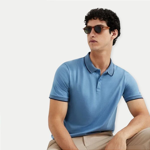 POLO HERING MC COMFORT MALHA LISA  AZUL MASCULINO ADULTO