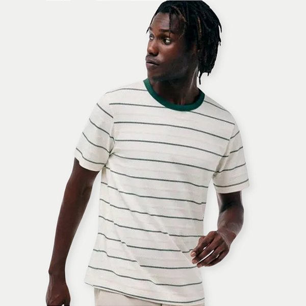 CAMISETA HERING MC COMFORT ALGODÃO LISTARADO MASCULINA ADULTO
