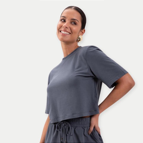 BLUSA LUNENDER MC MALHA AZUL OCEANO FEMININA ADULTA