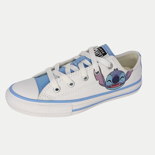 TÊNIS CONVERSE CASUAL LONA STITCH BRANCO E AZUL UNISEX INFANTIL
