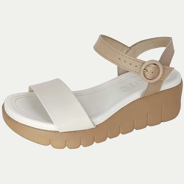 SANDALIA MOLECA ANABELA MEDIA OFF WHITE E BEGE FEMININA ADULTO
