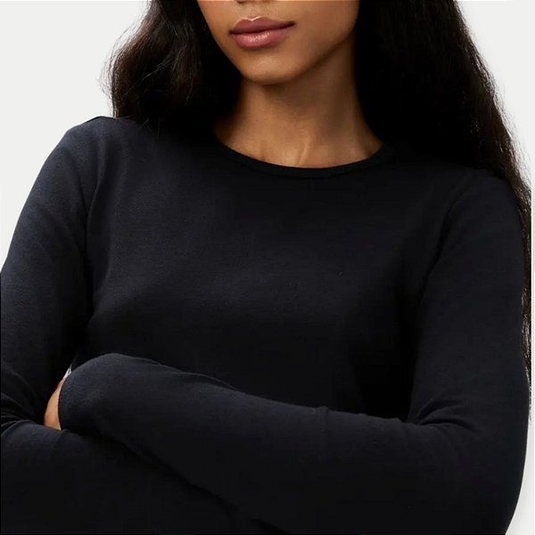 BLUSA HERING MANGA LONGA MALHA PRETO FEMININA ADULTO