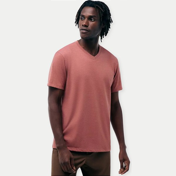 CAMISETA HERING MC COMFORT WORD GOLA V ROSA MASCULINO ADULTO