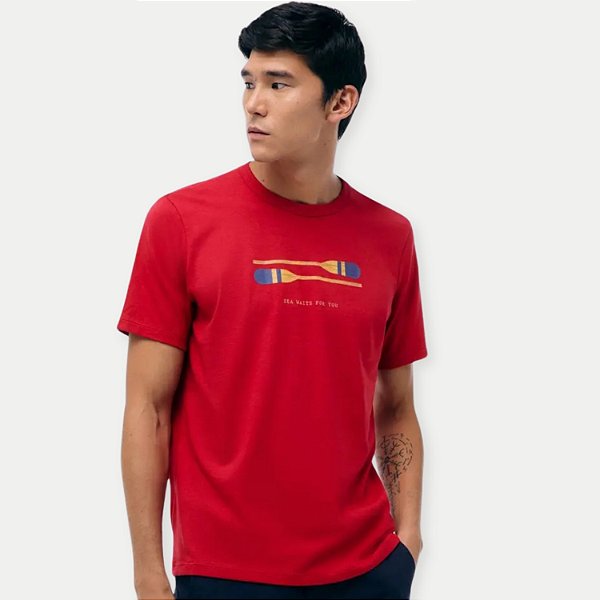 CAMISETA HERING MC COMFORT ALGODÃO SILKADA VERMELHA MASCULINA ADULTO