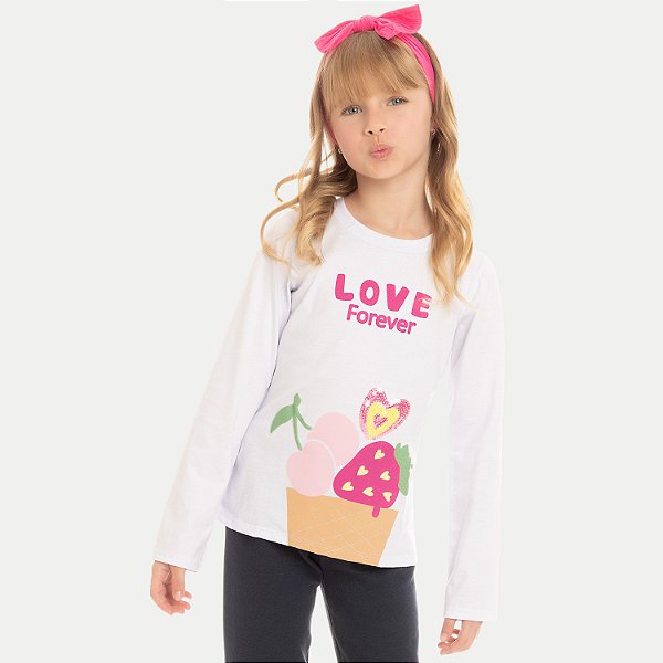 BLUSA BY GUS ML MALHA SILKADA BRANCA FEMININA INFANTIL