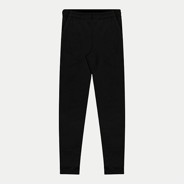 CALÇA FICO MOLETOM CASUAL COM PUNHO PRETO MASCULINA ADULTO