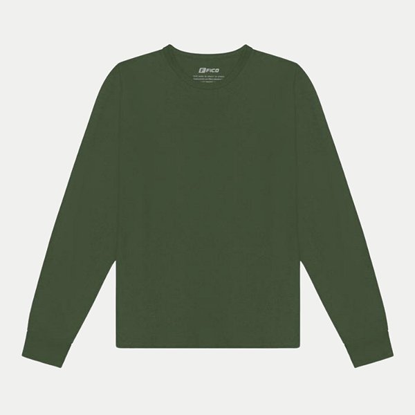 CAMISETA FICO ML COMFORT LISA GOLA REDONDA VERDE MASCULINA ADULTO
