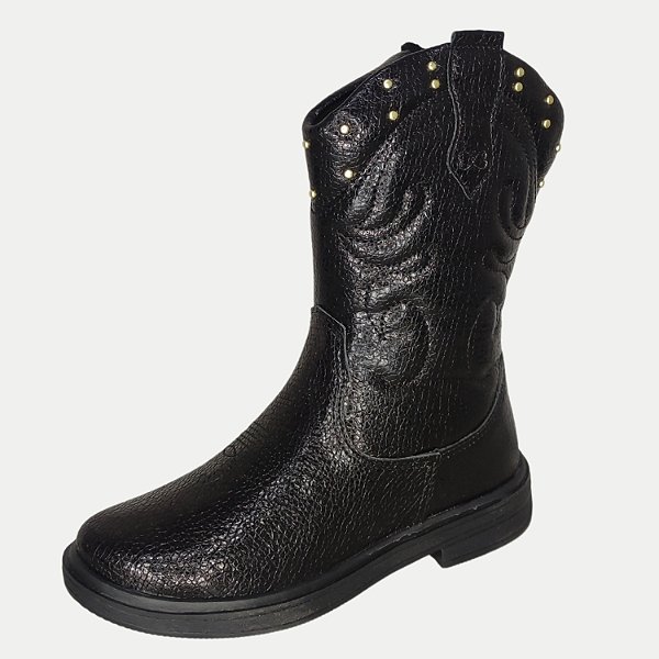 BOTA WORLDCOLORS CANO CURTO TEXANA PRETA FEMININA INFANTIL