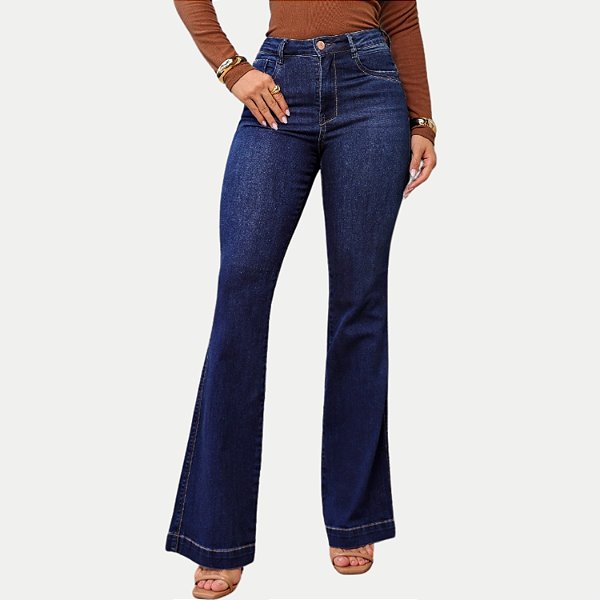 CALÇA MAC JEANS JEANS E ELASTANO FLARE LAVAGEM MEDIA FEMININA ADULTO
