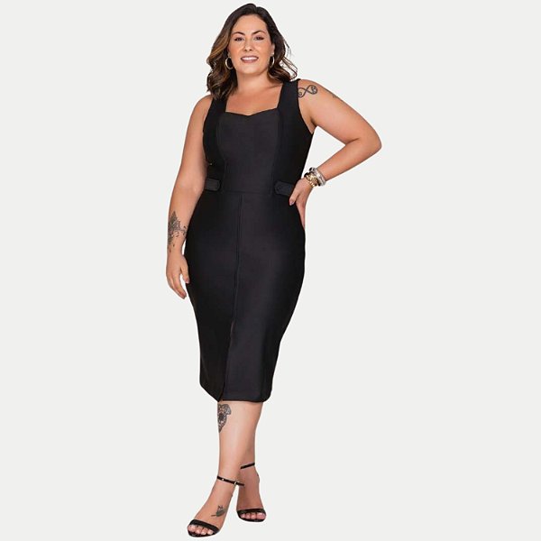 VESTIDO KENIA CAMÕES REGATA POLIESTER PRETO FEMININO ADULTO