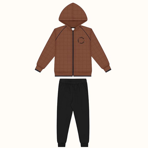 CONJ. INVERNO ALAKAZOO CALÇA JAQUETA COM CAPUZ MOLETOM MASCULINO