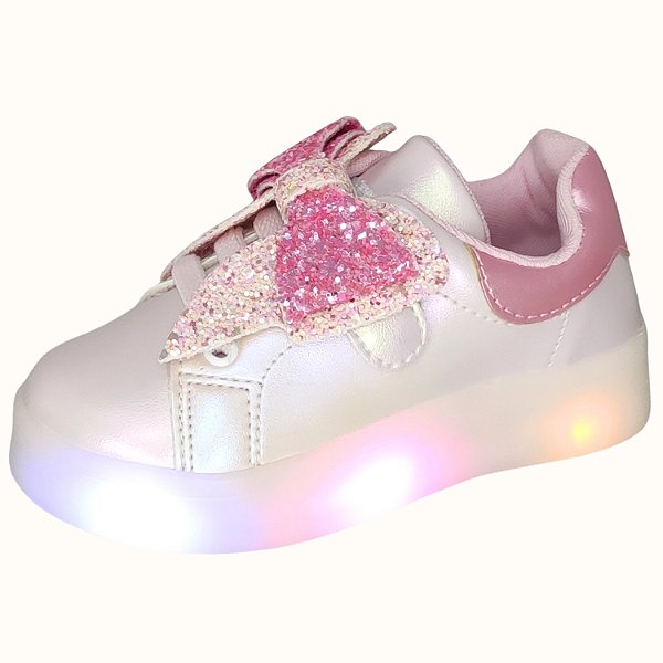 TÊNIS MINI SUA CIA CASUAL DETALHE DE LAÇO COM LED FEMININO INFANTIL