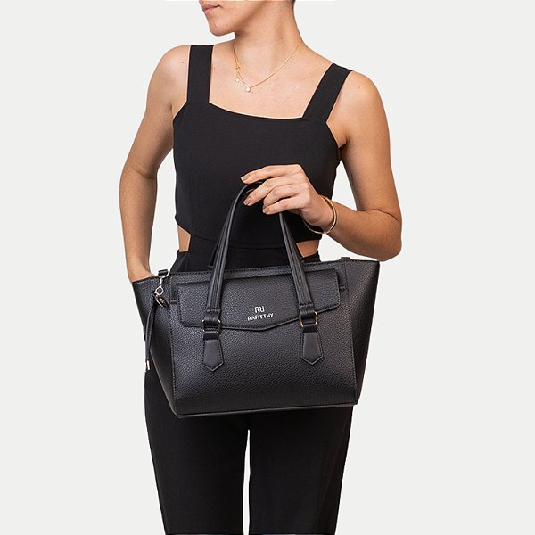BOLSA RAFITTHY 2 TIPOS DE ALÇA SINTETICA PRETA FEMININA ADULTO