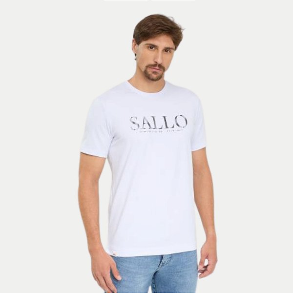 CAMISETA SALLO MANGA CURTA BRANCO SLIM MISTA SILKADA MASCULINA ADULTO