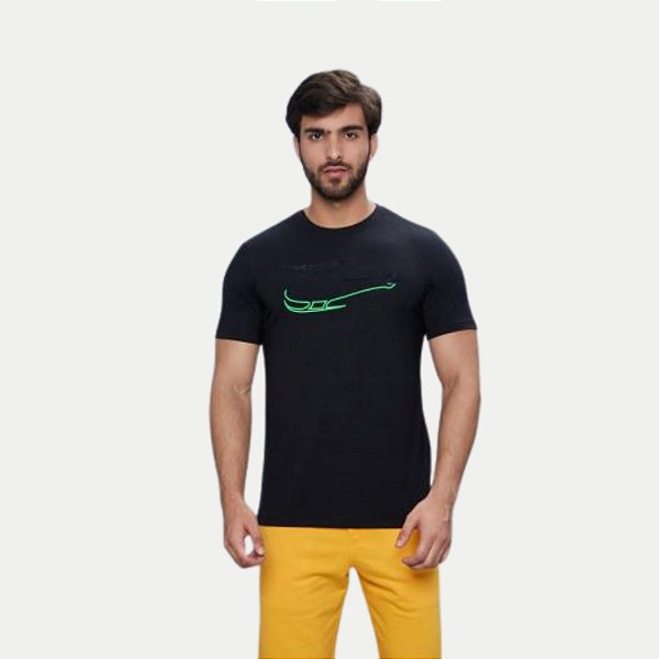 CAMISETA SALLO MANGA CURTA PRETA SLIM MISTA SILKADA MASCULINA ADULTO