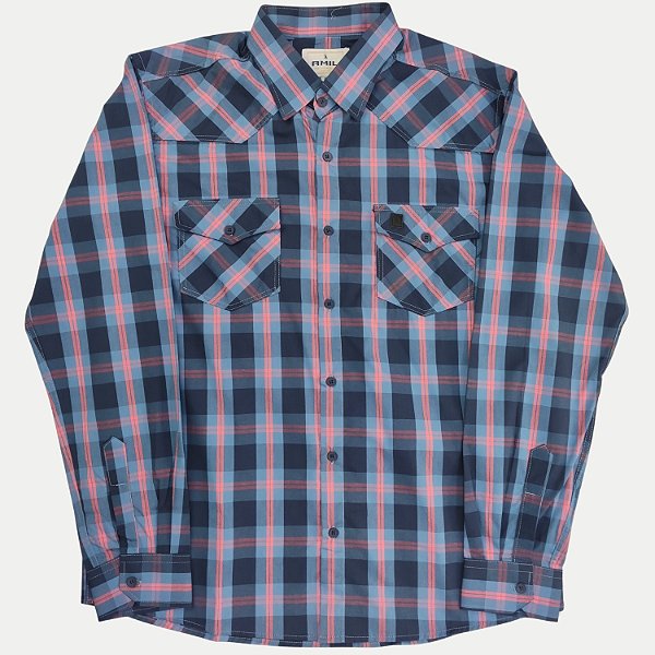 CAMISA AMIL MANGA LONGA COMFORT ALGODÃO XADREZ MASCULINO ADULTO