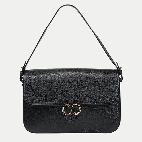 BOLSA CLASSE PRETA TRANSVERSAL COURO COM CARTEIRA FEMININA