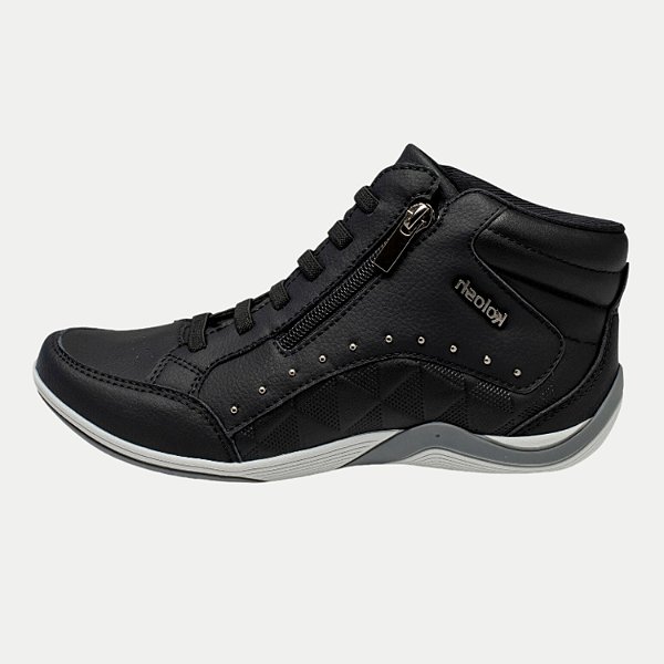 BOTA KOLOSH CASUAL COM CADARÇO PRETA FEMININA ADULTO