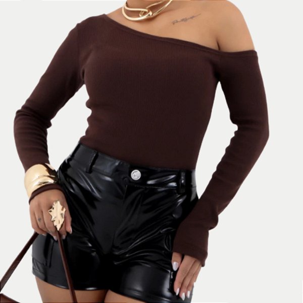 BLUSA AT SP CANELADA MANGA LONGA COM RECORTE NO OMBRO FEMININA ADULTO(CORES SORTIDAS) 289867-P