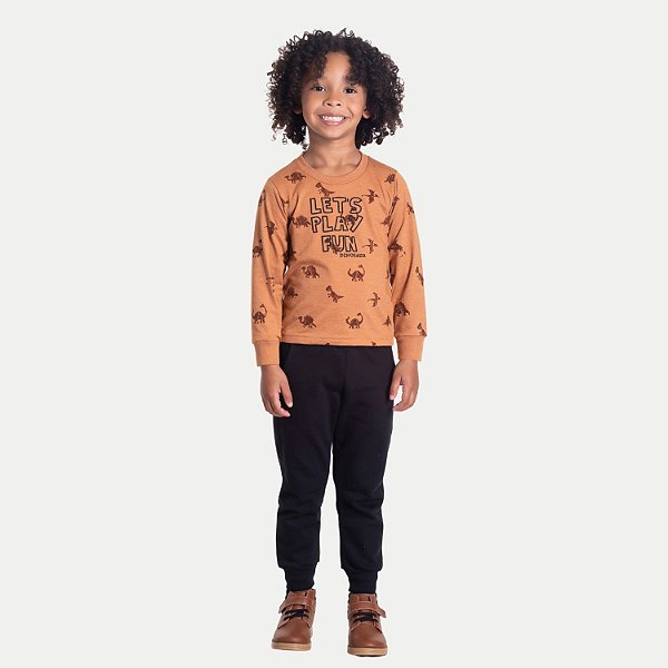 CAMISETA RANDA MUNDU MANGA LONGA  COMFORT ALGODÃO MASCULINA INFANTIL