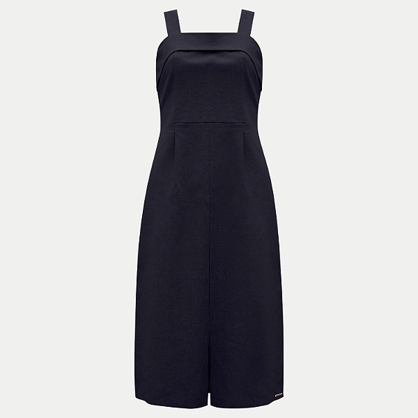 VESTIDO LUNENDER REGATA PRETO LINHO MIDI FEMININO ADULTO