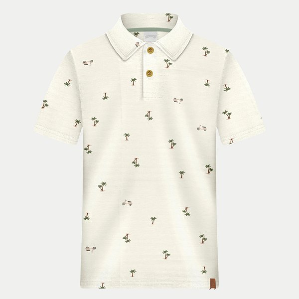POLO ALAKAZOO MANGA CURTA COMFORT MALHA ESTAMPADA OFFWHITE MASCULINO INFANTIL