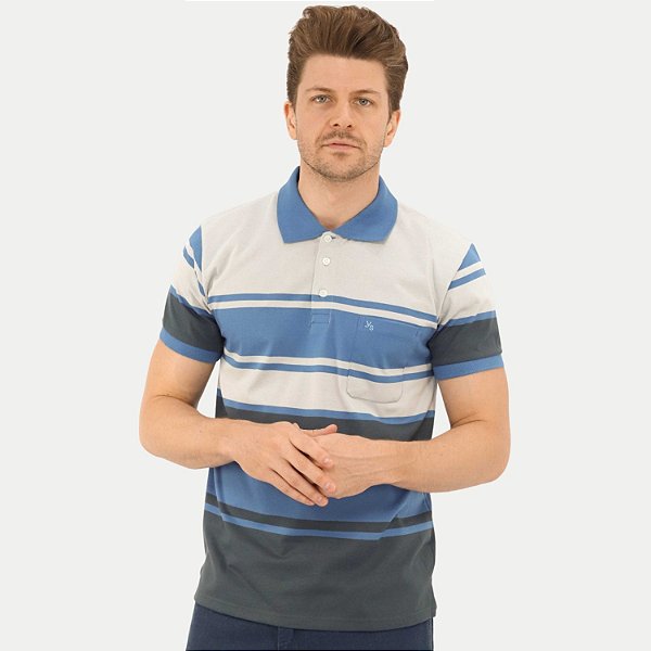 POLO YOUNG MANGA CURTA COMFORT MALHA LISTRADA MASCULINA ADULTO