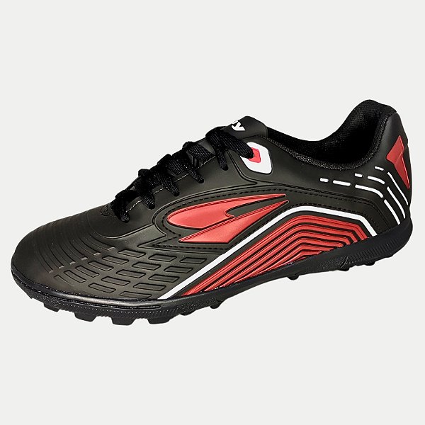 CHUTEIRA DRAY SOCIETY PRATIK SINTETICO PRETO COM VERMELHO MASCULINA ADULTO