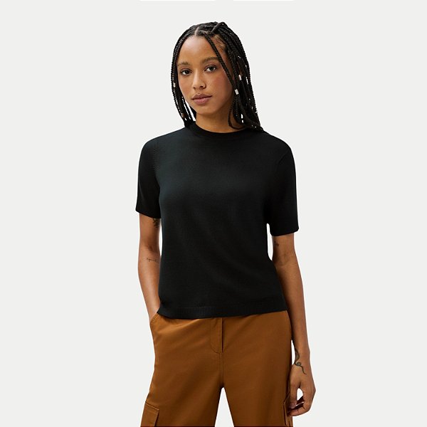 BLUSA HERING MANGA CURTA VISCOSE E POLIAMIDA TRICO FEMININA ADULTO