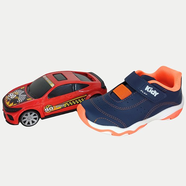TÊNIS KIDY PLAY ADVENTURE DE VELCRO AZUL MARINHO COM BRINDE MASCULINO INFANTIL