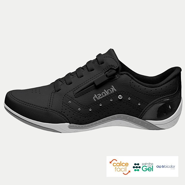 TÊNIS KOLOSH CASUAL COM CADARÇO PRETO FEMININO ADULTO