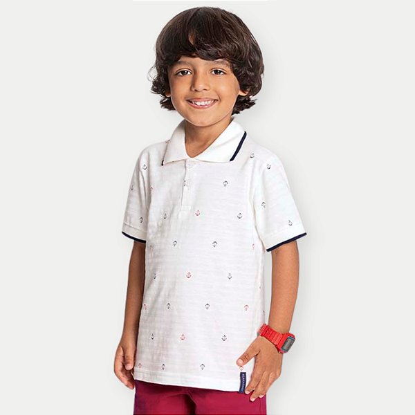 POLO ALAKAZOO MANGA CURTA COMFORT MALHA ESTAMPA MASCULINO INFANTIL