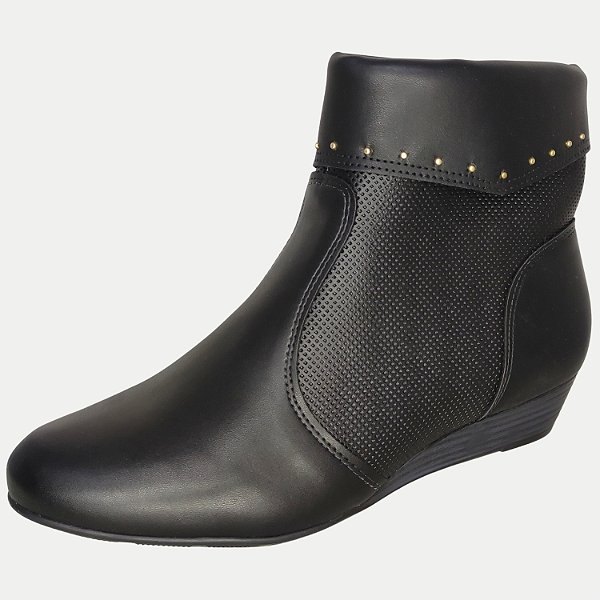 BOTA MODARE CANO CURTO ANABELA CONFORT PRETA  FEMININA ADULTO
