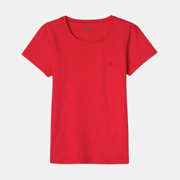 BLUSA HERINGKIDS MANGA CURTA TSHIRT ALGODÃO LISA VERMELHO FEMININA INFANTIL