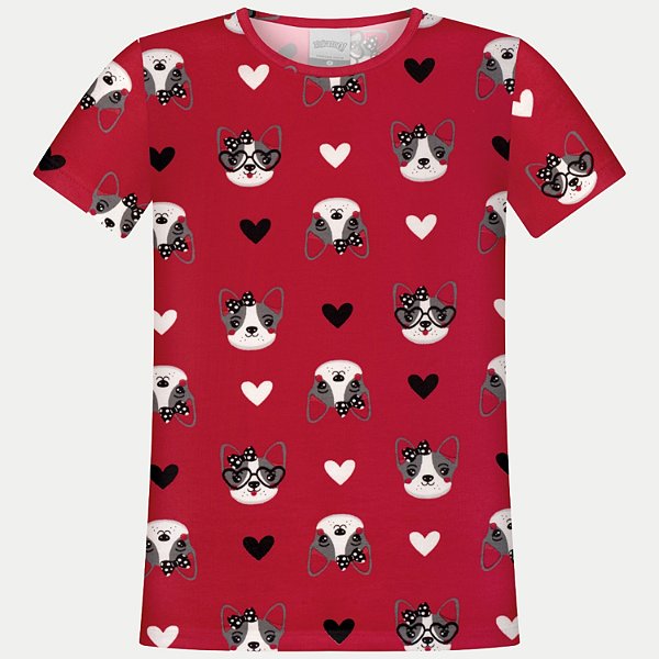 BLUSA ALAKAZOO MANGA CURTA MALHA ESTAMPADA FEMININA INFANTIL