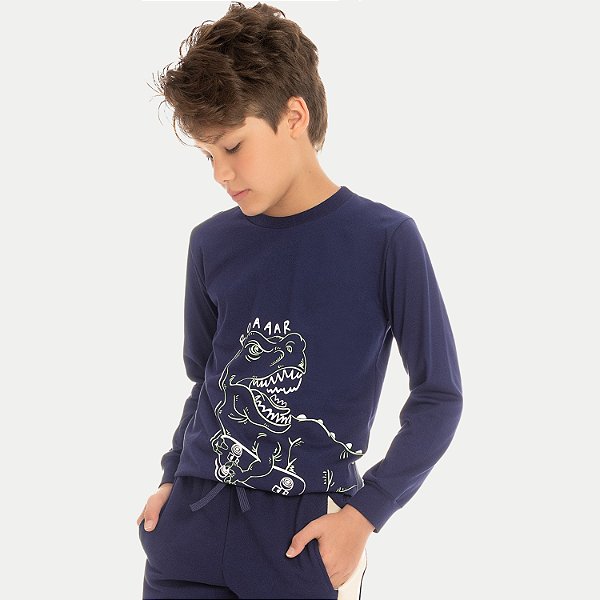CAMISETA BY GUS MANGA LONGA COMFORT MALHA SILKADA MASCULINA INFANTIL