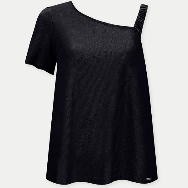 BLUSA LUNENDER MANGA CURTA MAIS MULHER MISTA PRETO FEMININA ADULTO
